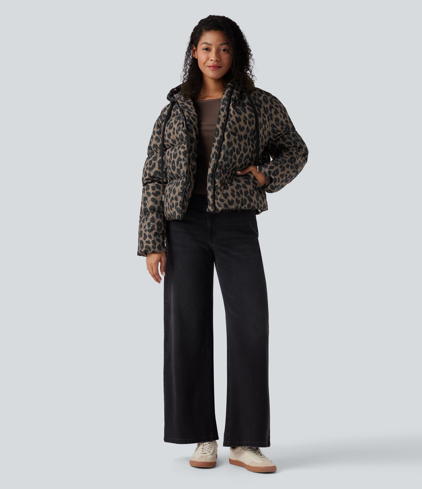 Veste matelassée décontractée à capuche, fermeture zippée, déperlante et résistante, avec poches