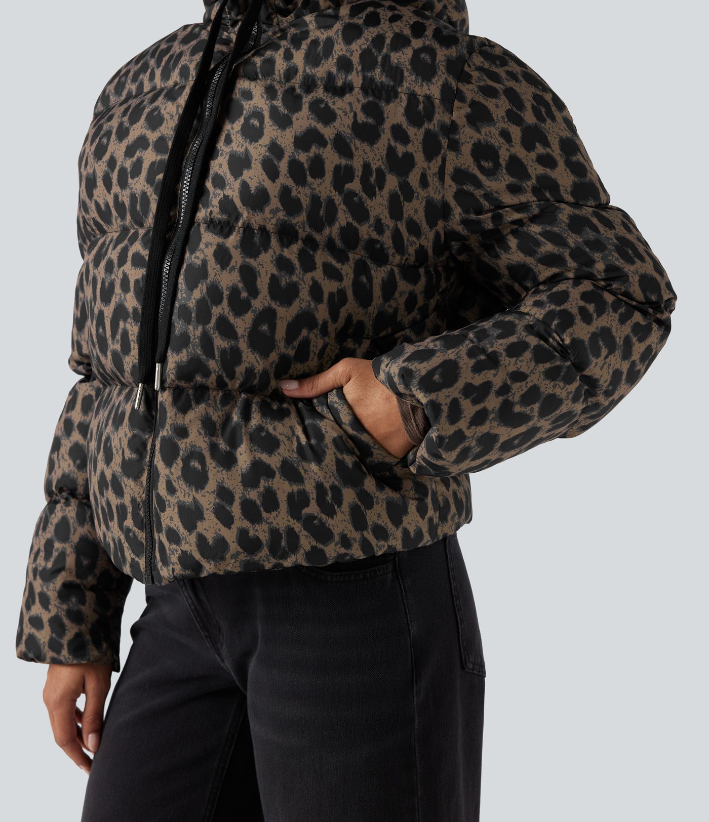 Veste matelassée décontractée à capuche, fermeture zippée, déperlante et résistante, avec poches