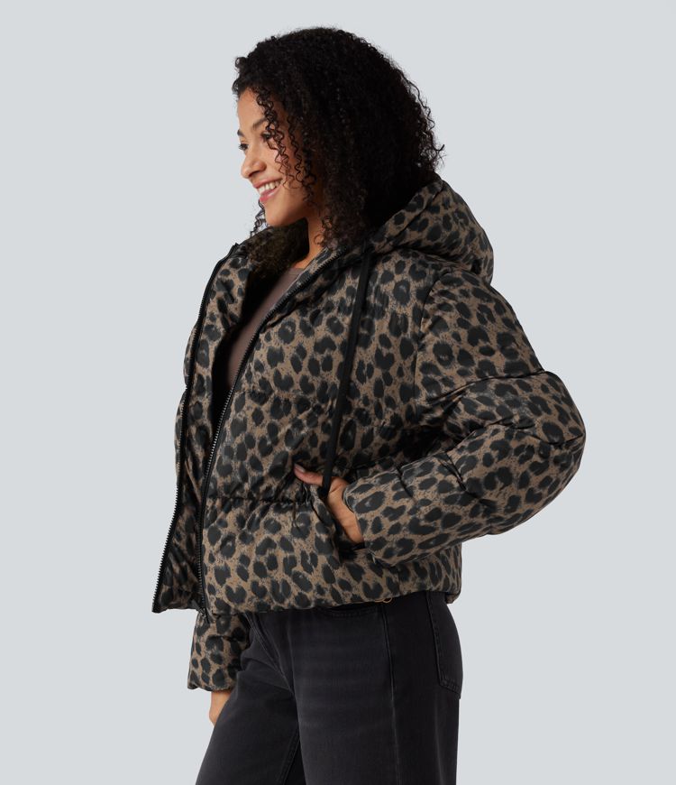 Veste matelassée décontractée déperlante à capuche et zip avec poches