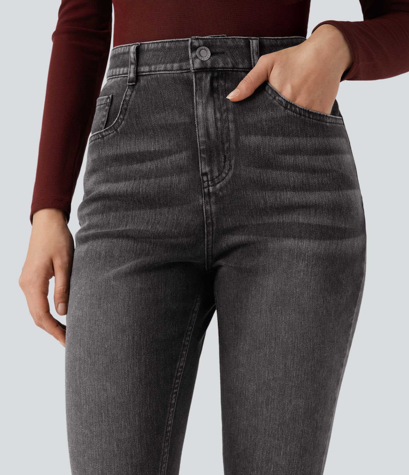 Jean skinny taille haute décontracté Halara Flex™ avec poches Jean skinny taille haute décontracté Halara Flex™ avec poches