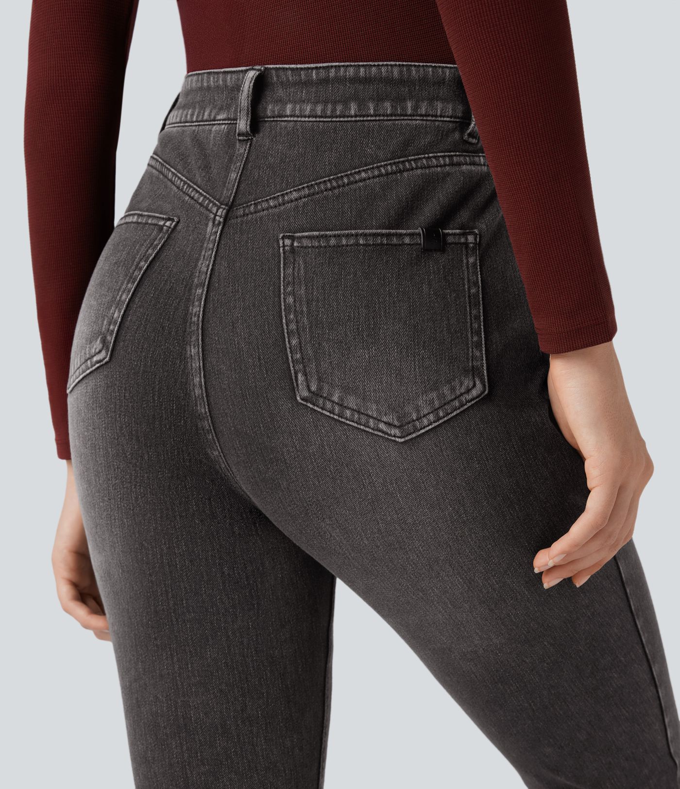 Jean skinny taille haute décontracté Halara Flex™ avec poches Jean skinny taille haute décontracté Halara Flex™ avec poches