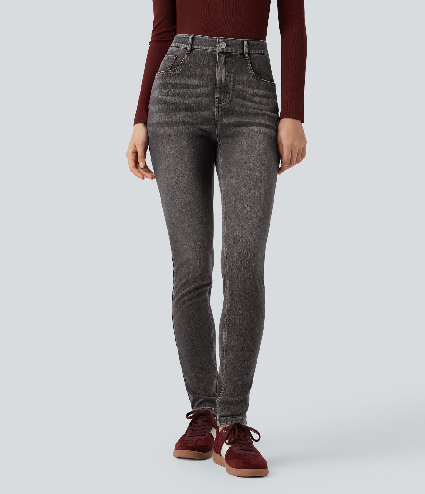 Jean skinny taille haute décontracté Halara Flex™ avec poches Jean skinny taille haute décontracté Halara Flex™ avec poches