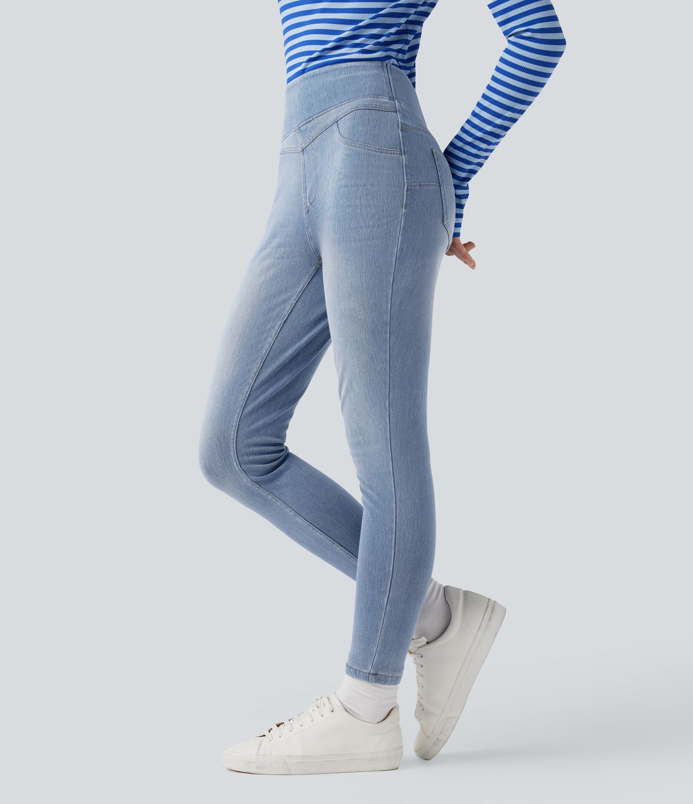 Halara Flex™ High Waisted Denim Casual Skinny 7/8 Leggings with Pockets