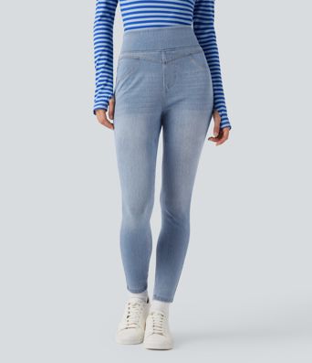 Halara Flex™ High Waisted Denim Casual Skinny 7/8 Leggings with Pockets