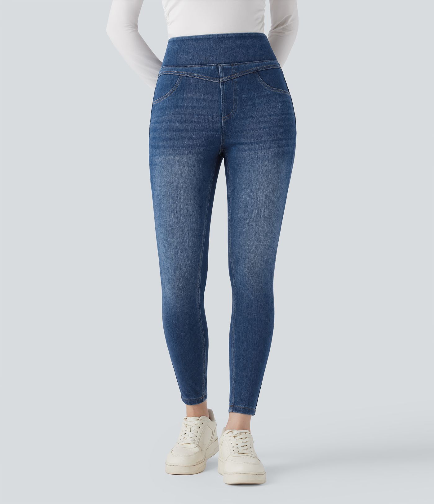 Halara Flex™ High Waisted Denim Casual Skinny 7/8 Leggings with Pockets