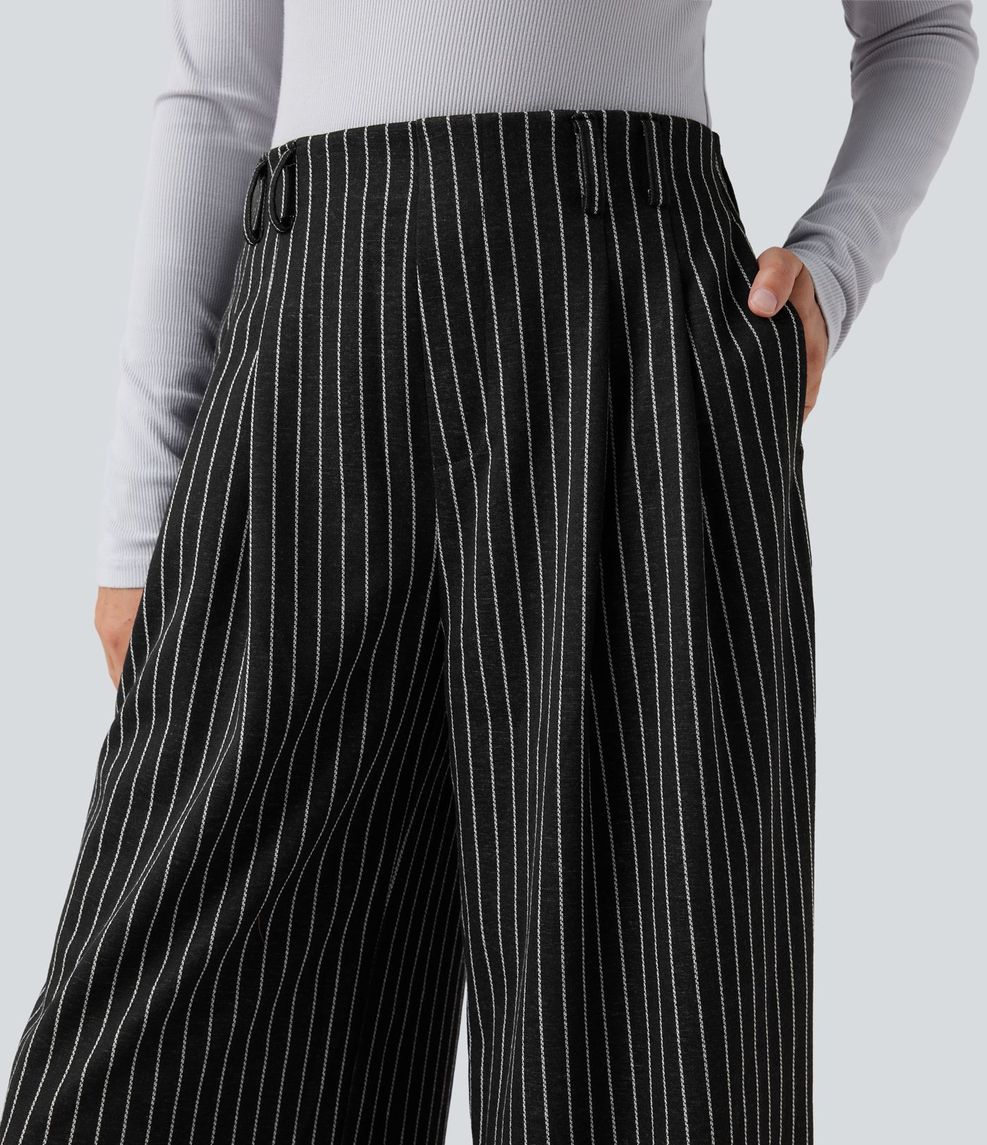 Halara Flex™ High Waisted Stripes Work Baggy Pants with Pockets