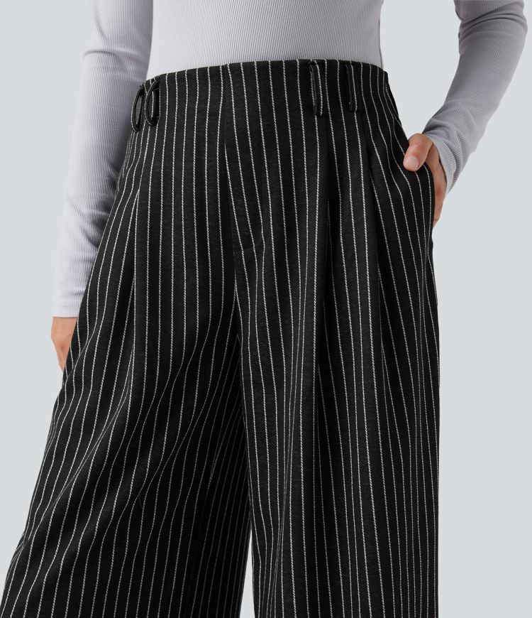 Halara Flex™ High Waisted Stripes Work Baggy Pants with Pockets