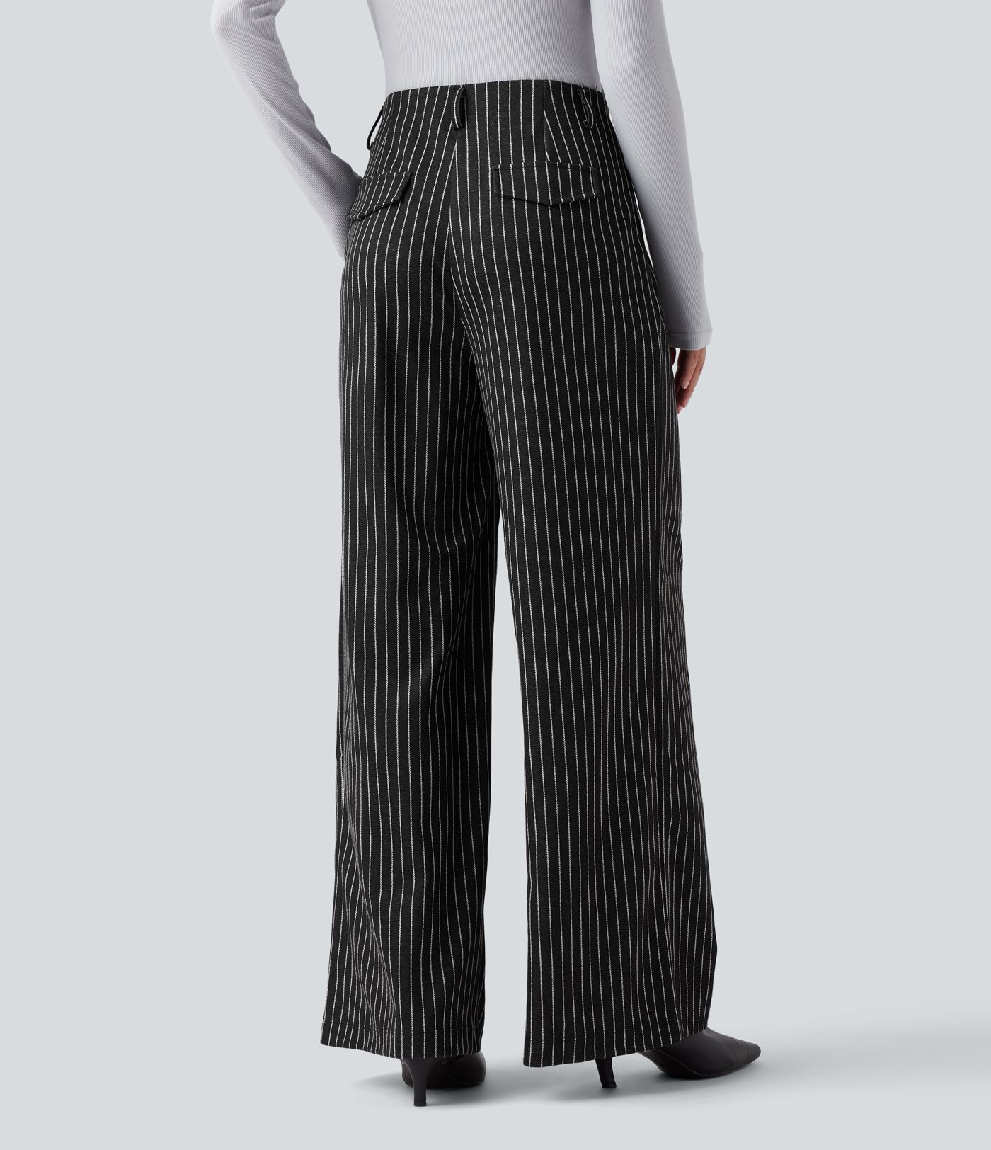 Halara Flex™ High Waisted Stripes Work Baggy Pants with Pockets