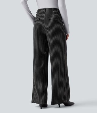 Halara Flex™ High Waisted Stripes Work Baggy Pants with Pockets