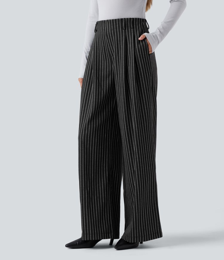 Halara Flex™ High Waisted Stripes Work Baggy Pants with Pockets
