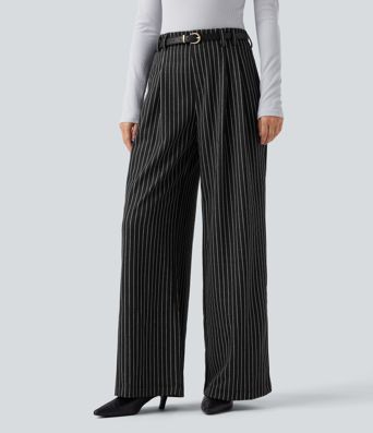 Halara Flex™ High Waisted Stripes Work Baggy Pants with Pockets