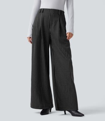 Halara Flex™ High Waisted Stripes Work Baggy Pants with Pockets