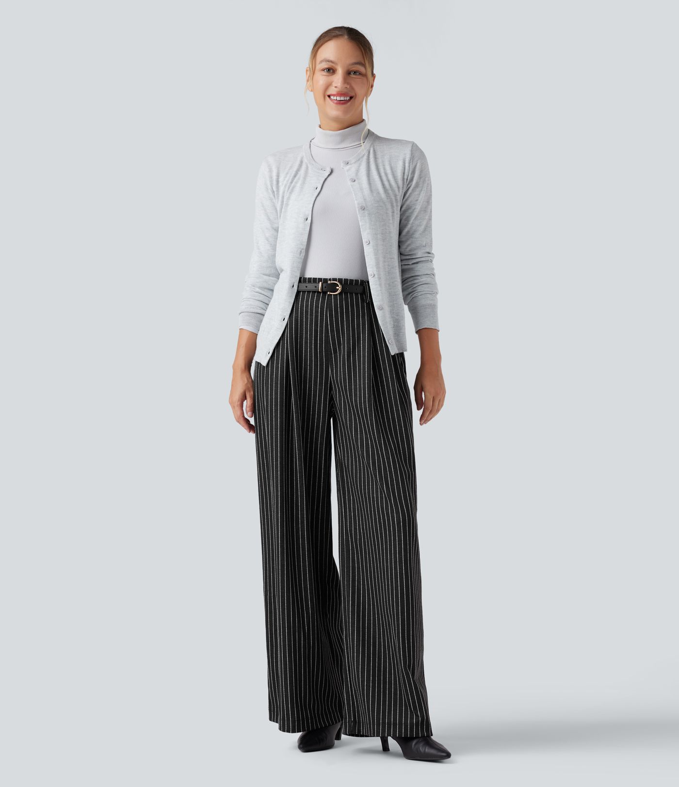 Halara Flex™ High Waisted Stripes Work Baggy Pants with Pockets