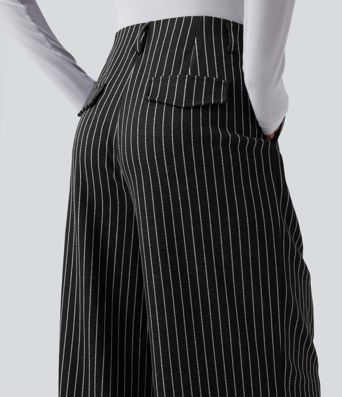 Halara Flex™ High Waisted Stripes Work Baggy Pants with Pockets