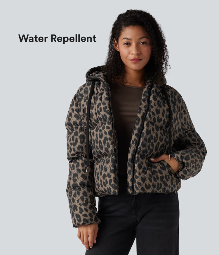 Veste matelassée décontractée déperlante à capuche et zip avec poches