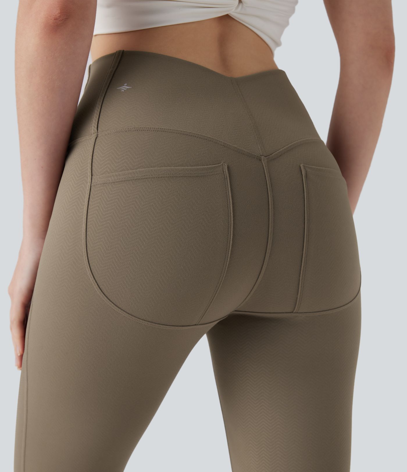 Halara Ultrasculpt™ Herringbone High Waisted Flare Yoga Leggings with Pockets 