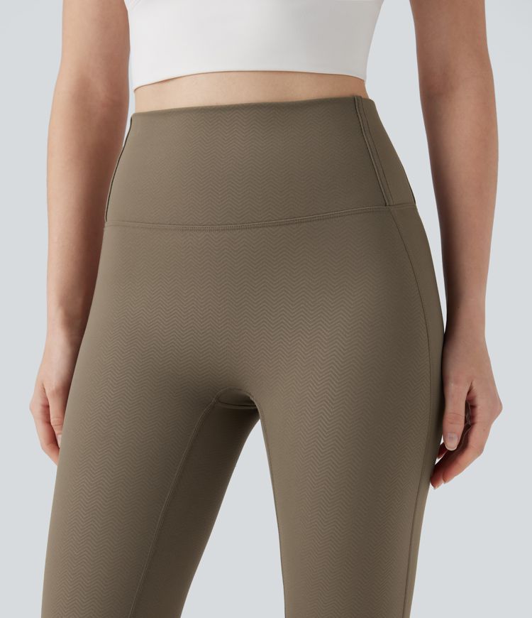 Halara Ultrasculpt™ Herringbone High Waisted Flare Yoga Leggings with Pockets 
