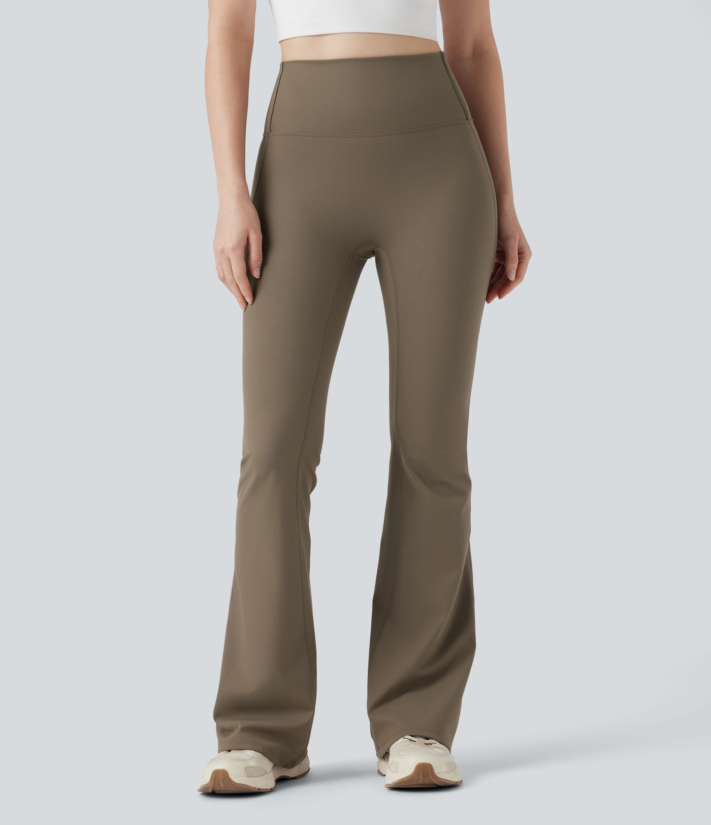 Halara Ultrasculpt™ Herringbone High Waisted Flare Yoga Leggings with Pockets 