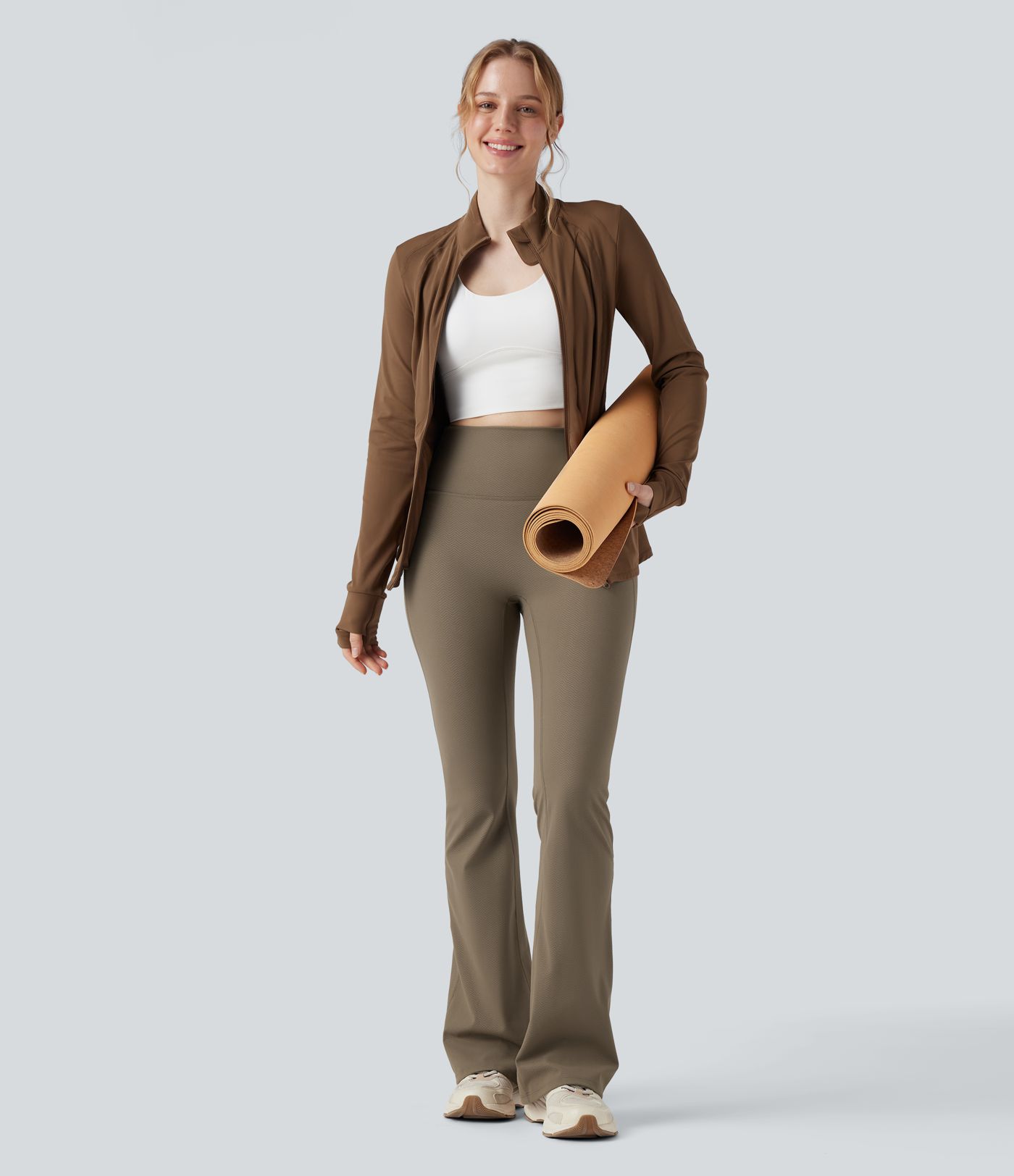 Halara Ultrasculpt™ Herringbone High Waisted Flare Yoga Leggings with Pockets 