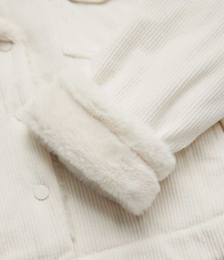 Veste décontractée sherpa en velours côtelé à manches longues avec poches