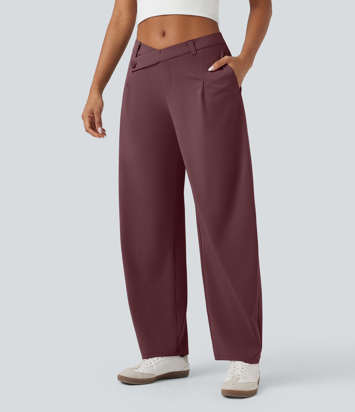 Halara Flex™ DayStretch - Schmal zulaufende Arbeits-Hose mit mittelhohem Bund und Seitentaschen