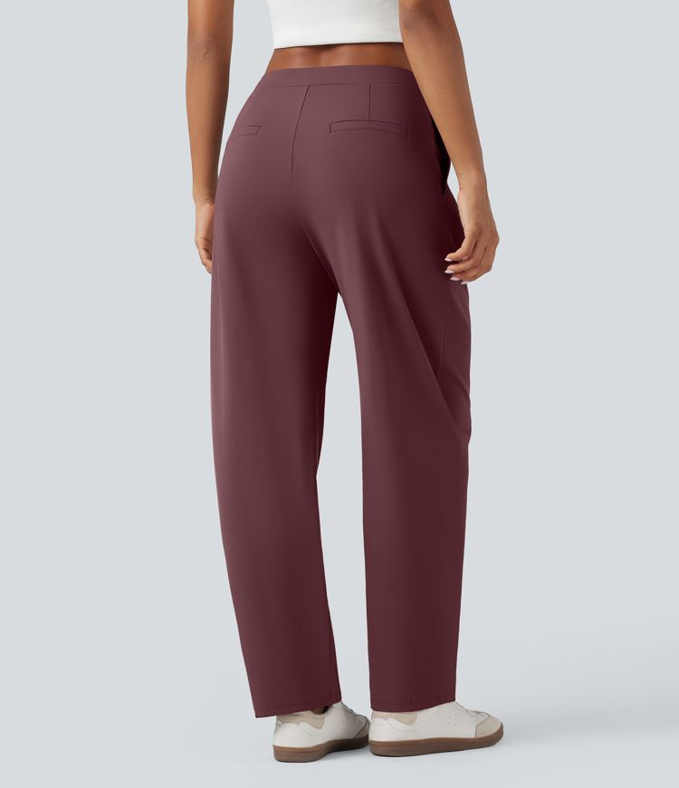 Pantalon fuselé décontracté asymétrique taille mi-haute avec poches