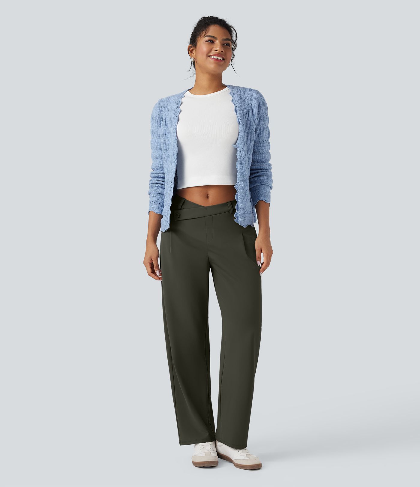Pantalon tailleur fuselé asymétrique taille moyenne Halara Flex™ DayStretch avec poches