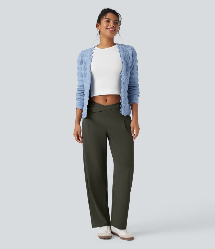 Pantalon tailleur fuselé asymétrique taille moyenne Halara Flex™ DayStretch avec poches