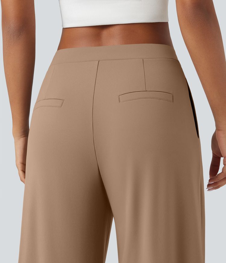 Pantalon fuselé décontracté asymétrique taille mi-haute avec poches