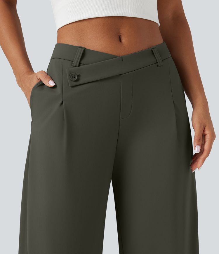 Pantalon tailleur fuselé asymétrique taille moyenne Halara Flex™ DayStretch avec poches
