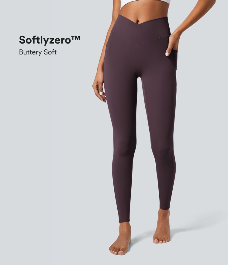 Softlyzero™ Crossover Pocket Plain Leggings-UPF50+