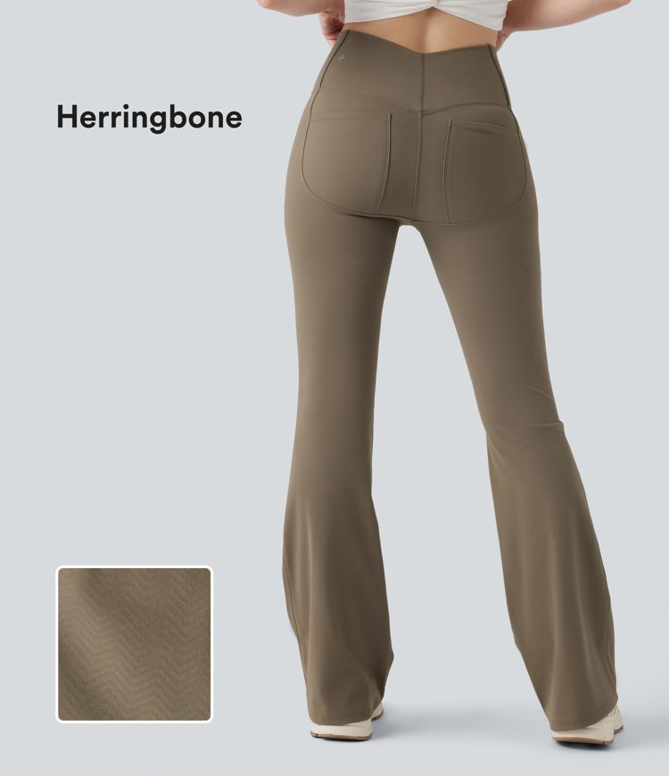 Halara Ultrasculpt™ Herringbone High Waisted Flare Yoga Leggings with Pockets 