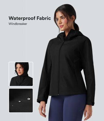 Waterproof Hooded Long Sleeve Hiking Windbreaker Jacket with Pockets