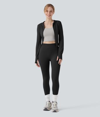 Legging de yoga 7/8 taille haute froncé Seamless Flow