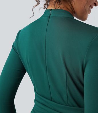 V-neck Zipper Long Sleeve Work Jumpsuit with Pockets-Easy Peezy