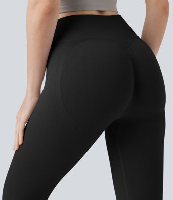 Legging de yoga 7/8 taille haute froncé Seamless Flow