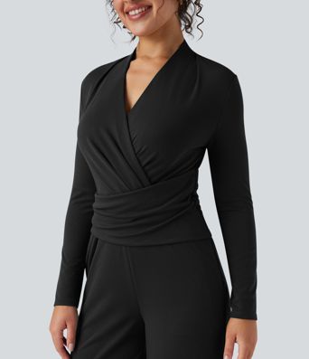 V-neck Zipper Long Sleeve Work Jumpsuit with Pockets-Easy Peezy