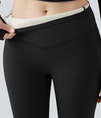 Halara UltraSculpt™ leggings de yoga de forro polar, cintura alta, moldeadores con control abdominal y con bolsillos