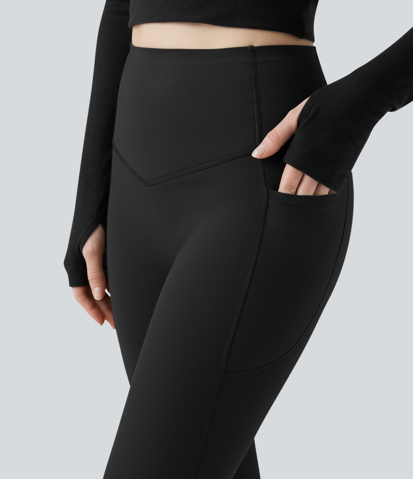 Halara UltraSculpt™ leggings de yoga de forro polar, cintura alta, moldeadores con control abdominal y con bolsillos