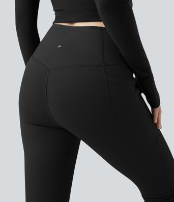 Halara UltraSculpt™ leggings de yoga de forro polar, cintura alta, moldeadores con control abdominal y con bolsillos