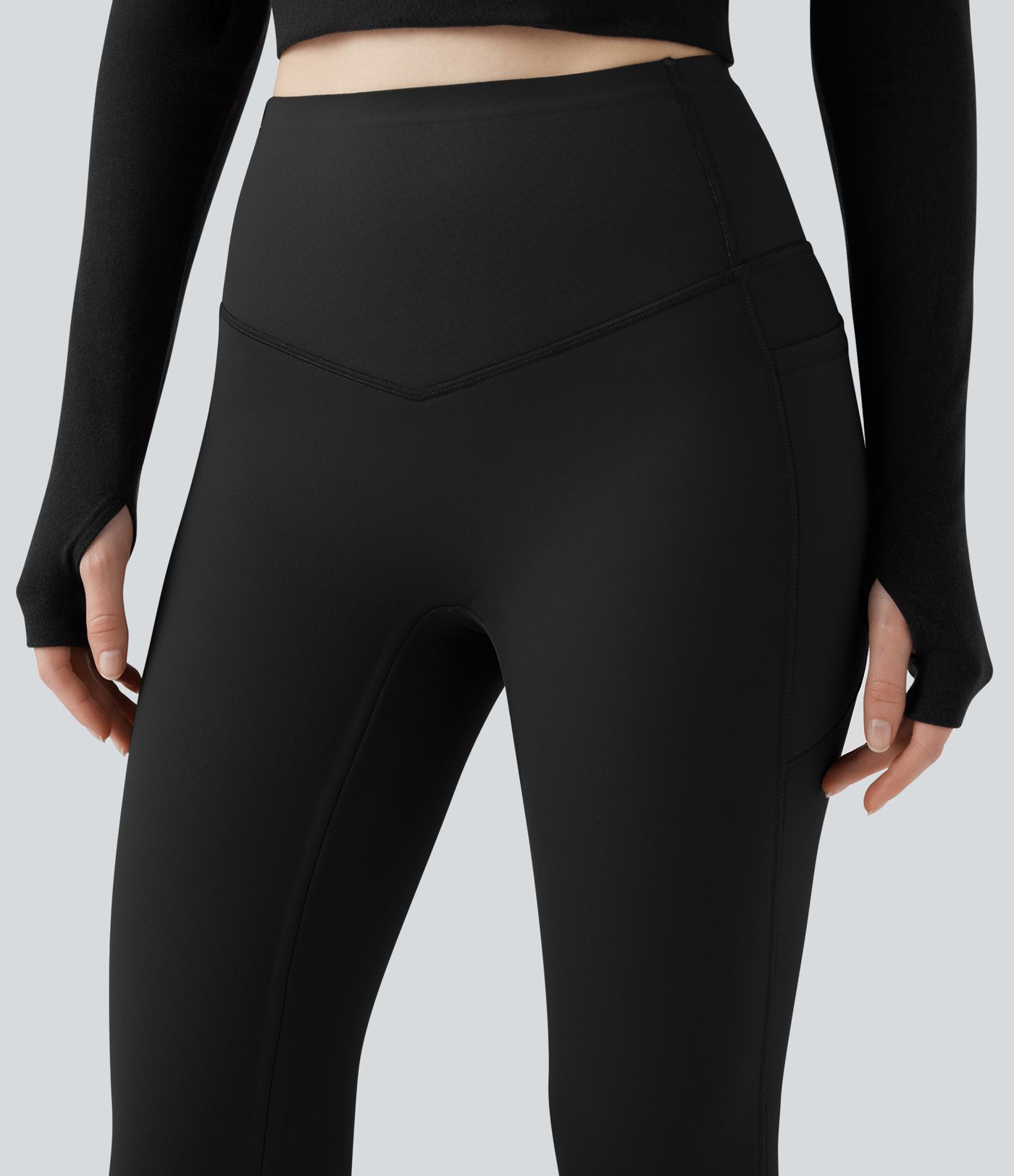 Halara UltraSculpt™ leggings de yoga de forro polar, cintura alta, moldeadores con control abdominal y con bolsillos