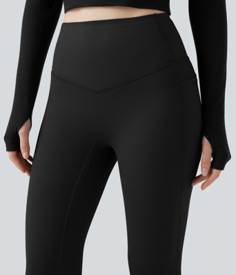 Halara UltraSculpt™ leggings de yoga de forro polar, cintura alta, moldeadores con control abdominal y con bolsillos