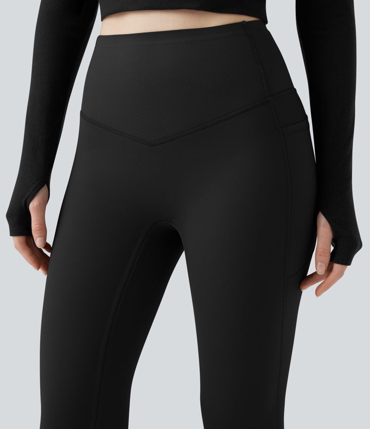 Halara UltraSculpt™ leggings de yoga de forro polar, cintura alta, moldeadores con control abdominal y con bolsillos