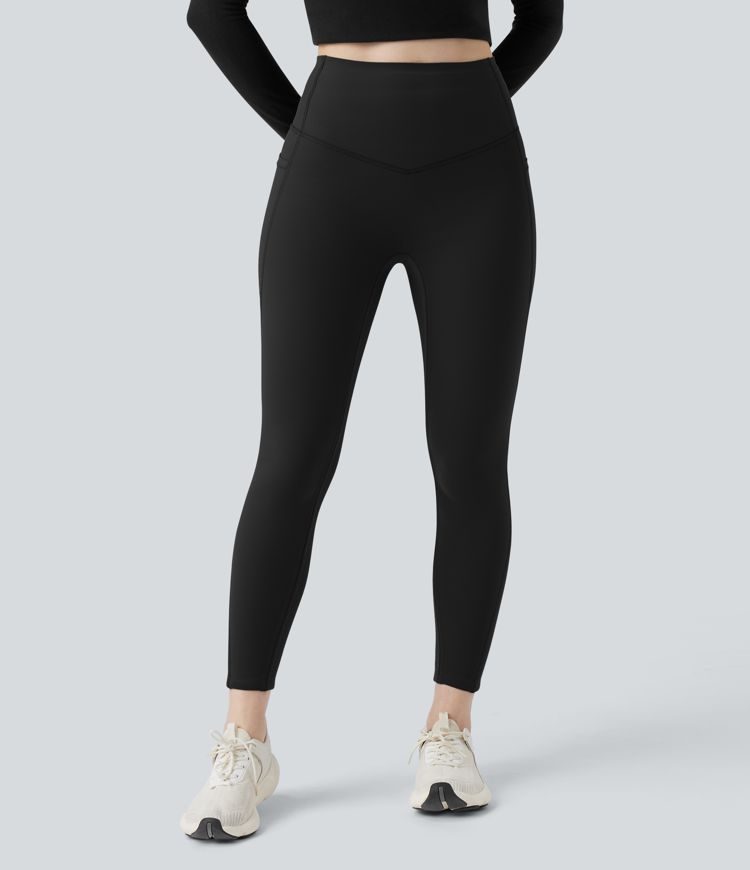 Halara UltraSculpt™ leggings de yoga de forro polar, cintura alta, moldeadores con control abdominal y con bolsillos