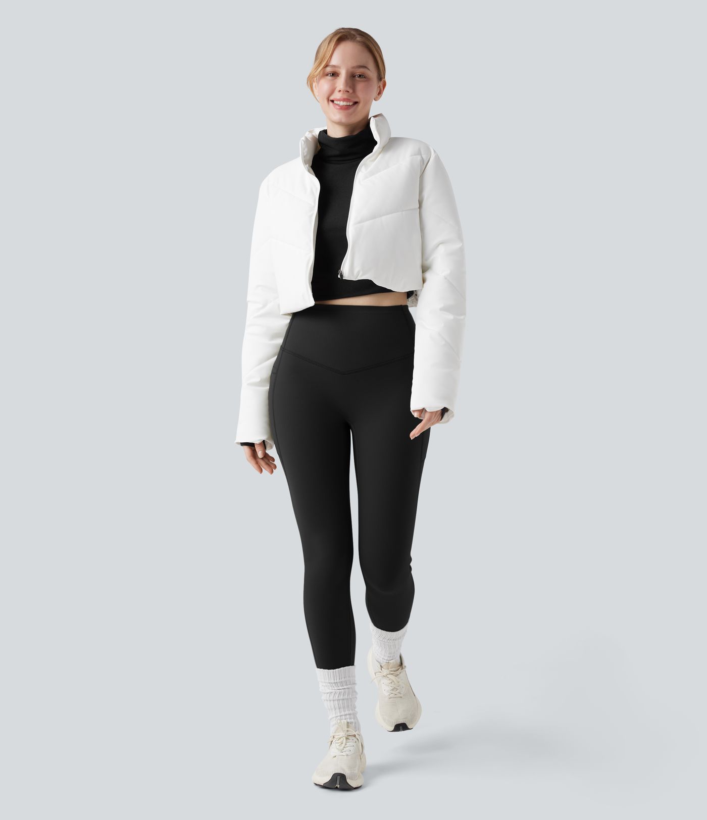 Halara UltraSculpt™ leggings de yoga de forro polar, cintura alta, moldeadores con control abdominal y con bolsillos