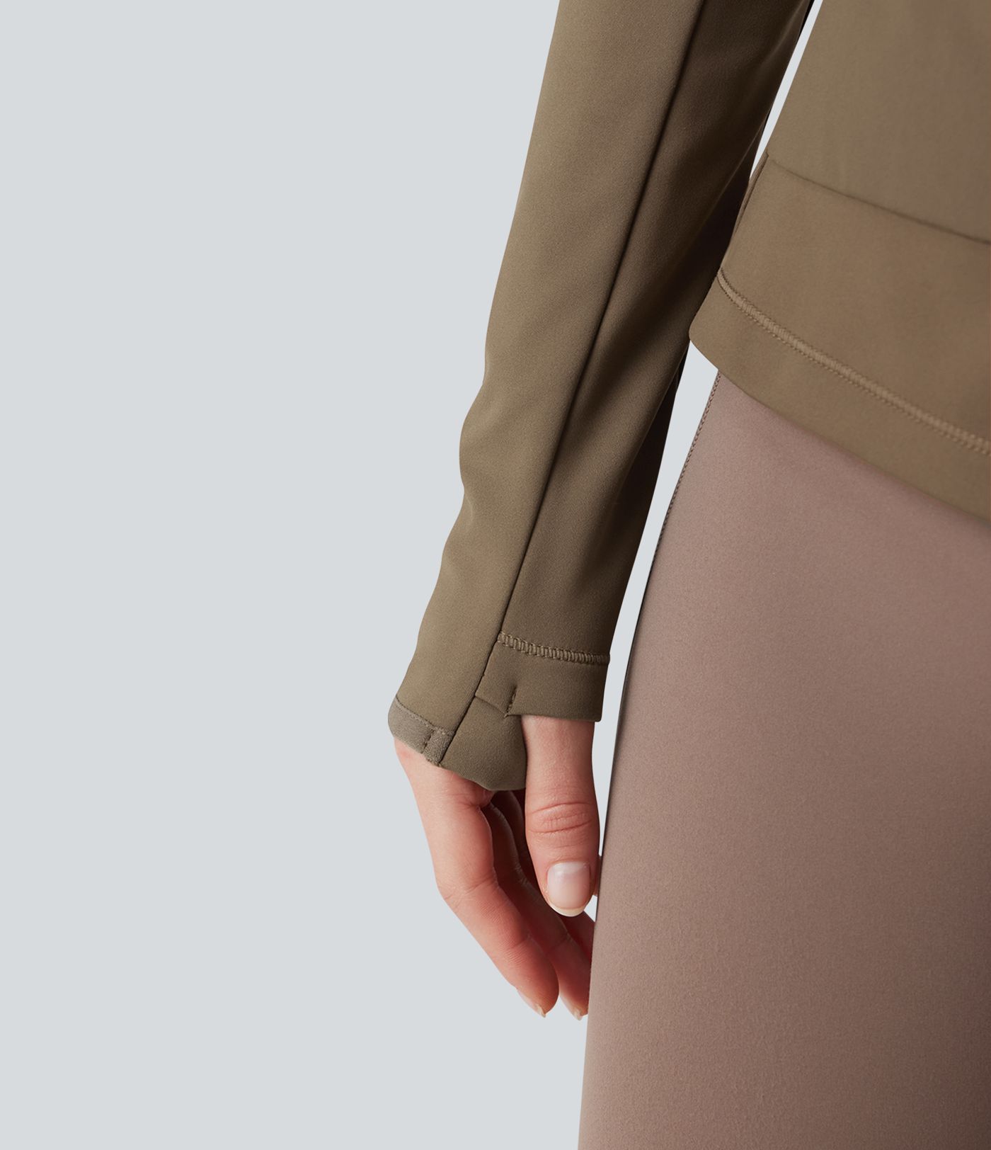 Hooded Zipper Long Sleeve Thumb Hole Running Down Jacket with Pocket