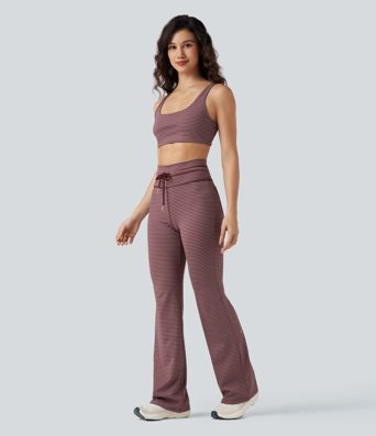 Low Support U Neck Cut Out Stripe Yoga Sports Bra