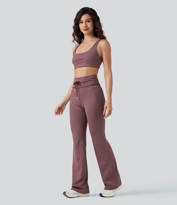 Low Support U Neck Cut Out Stripe Yoga Sports Bra