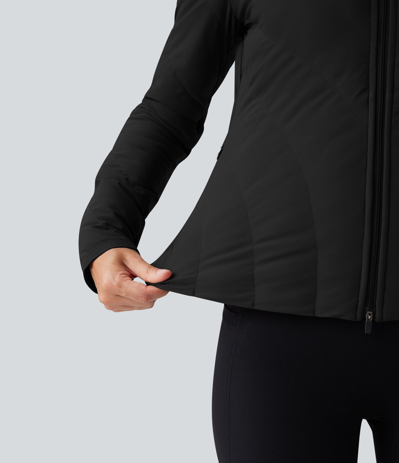 PuffFlex High-neck Long Sleeve Stretchy Casual Quilted Jacket with Pockets