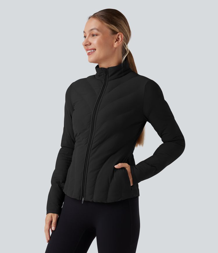 Veste matelassée extensible à col montant et manches longues avec poches
